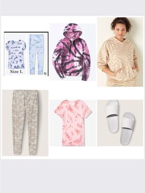 7 VS PINK EVERYDAY LOUNGE TIE DYE PERFECT FULL ZIP HOODIE BUNDLE  / L NWT